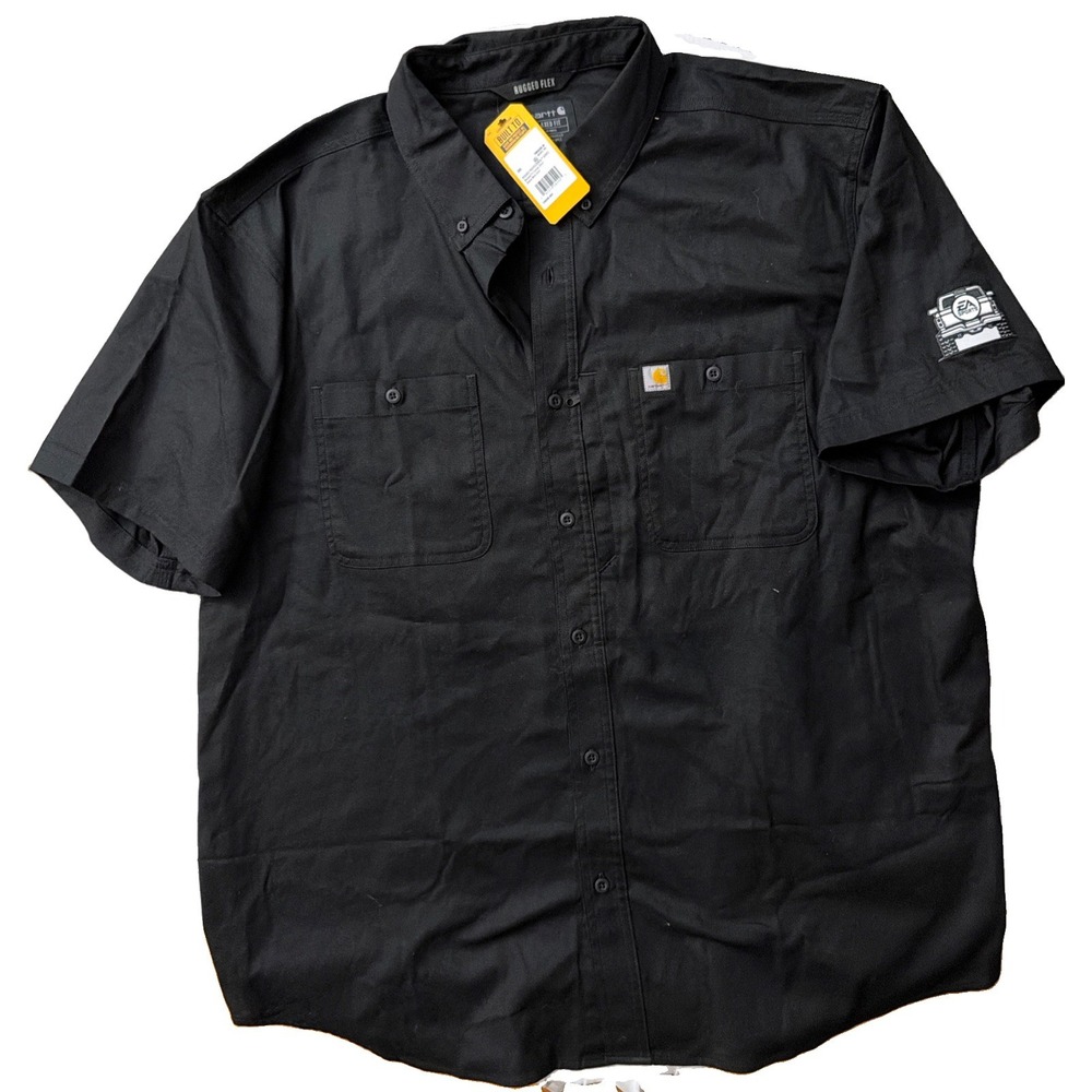 NEW Carhartt Work Shirt Men 3XL Black Short Sleeve Relaxed Fit Cotton